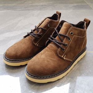 Men's Faux Suede Lace-Up Walking Shoes Round Toe Breathable Rubber Outsole All Seasons Gray Brown Tan - Product Image 3