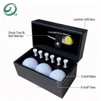 Boîtes d'emballage de manchon cadeau personnalisé de haute qualité étui en cuir accessoires de golf balles de golf multicolores t-shirts ensemble d'outils Divot