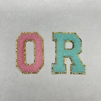 Patchs brodés en chenille en forme d'ampoule, avec bordure dorée scintillante, colorés, thermocollants, tendance, faible MOQ, OEM, vente en gros