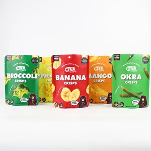 Custom Printed Stand Up Pouch Matte Finish Snack Banana Food Packaging Bags For Potato Chips