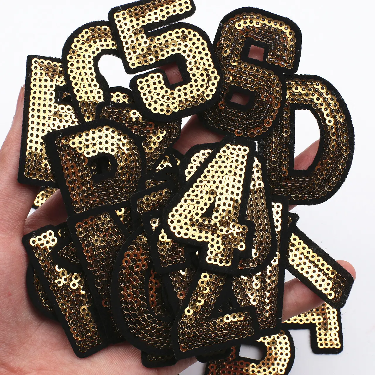 2022 New Fashion Patches Iron On A-Z Alphabet Sequins Bling Appliqueh For Hoodies 0-9 Number Embroidered Applique For Dresses