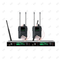 Sistema de Monitoreo Inalámbrico Intraural de Alta Fidelidad EIF AC-220 de Doble Canal, Micrófono de Mano, Construcción Metálica, Diseño Ligero