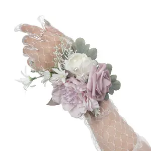 Hangu ODM Korsase Tangan Bunga Pergelangan Tangan Premium untuk Dekorasi Bunga Pernikahan Bunga Sutra Dekoratif