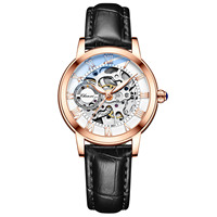 Montre automatique de luxe pour femme, en cuir véritable, étanche, squelette, mécanique, lumineuse, de haute qualité et très populaire