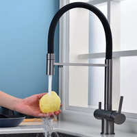 Robinet de cuisine pour eau potable, robinet de cuisine à col flexible, robinet de cuisine à deux poignées