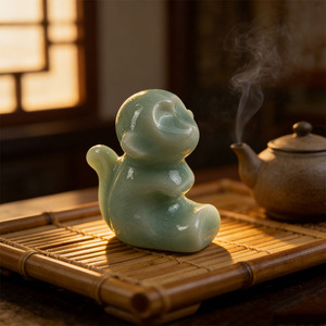 Figurine de singe en céramique Longquan Celadon faite à la main, animal de compagnie pour le thé, décoration de bureau à domicile, cadeau <span class=keywords><strong>zen</strong></span> créatif - Product Image 3