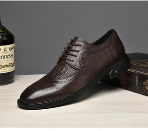 Chaussures en cuir pour hommes, nouvelle collection, en cuir de vachette pleine fleur, style brogue, à lacets, grandes tailles, décontractées, respirantes, antidérapantes, authentiques, pour l'automne - Product Image 6