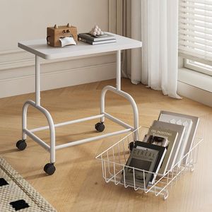 Mesa de centro pequeña con cesta de almacenamiento y ruedas para uso en la sala de estar o el dormitorio. - Product Image 2