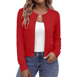 Cardigan court en tricot pour femme, à manches longues, boutonné, style boléro, décontracté, anti-boulochage, idéal pour les robes - Product Image 1