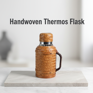 Carafe thermique artisanale en bambou tissé à la main, <span class=keywords><strong>théière</strong></span> isolée de style zen avec moniteur de température en temps réel - Product Image 1