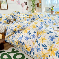 Ensemble de housse de couette à imprimé floral - Literie en polyester doux, lavable en machine, résistant aux plis, décoration intérieure toute saison