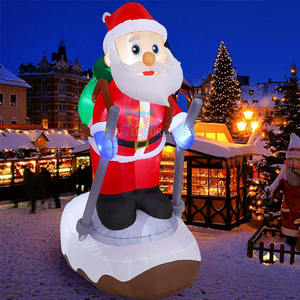 Décorations de jardin de Noël gonflables avec lumières LED, Père Noël sur <span class=keywords><strong>ski</strong></span> géant de 9,25 pieds pour la décoration des fêtes - Product Image 1