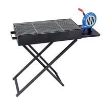 Barbecue à charbon de bois pliant portable 80*30CM avec ventilateur en fer et matériau métallique pour une utilisation en extérieur