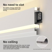 Profilé LED en aluminium pour double paume de paupière, à montage en surface, sans plafond, à émission double latérale, pour bande LED, type canal mural pour plinthe en plâtre