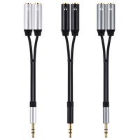 Câble adaptateur de casque de microphone coaxial 2-en-1 double 3.5mm mâle/femelle pour PC haut-parleur moniteur DVD et projecteur