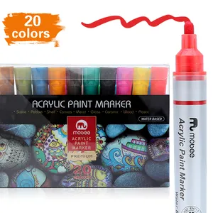 P-920 MOBEE 20 colori pennarello acrilico pittura a base d'acqua grande capacità acrilico penna set fornitore prezzo penne acriliche