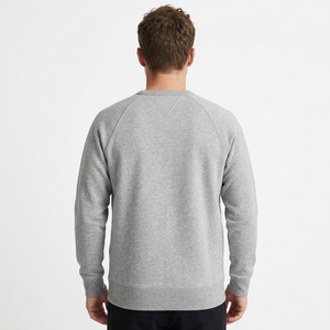 <b>Men's</b> Raglan Sleeve Crew Neck <b>Sweatshirt</b> Solid <b>Grey</b> Long Sleeve Regular Fit Casual Pullover Top 100% Cotton Breathable Winter - Product Image 2