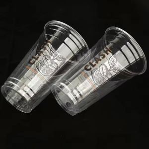 Gobelet en plastique jetable à fond plat, transparent, en PET, 89 mm, à paroi simple, écologique, pour thé au lait et jus - Product Image 2
