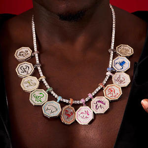 Pendentif Breloque Zodiaque Chinois Glacé en Cuivre avec Diamant CZ, 12 Signes, Aventures de Jackie <span class=keywords><strong>Chan</strong></span> - Product Image 1