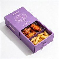 Boîte d'emballage pour sandwichs au poulet frit, saucisses, hamburgers, restauration rapide, avec grille, personnalisable, vente en gros à bas prix, boîte en papier coulissante recyclable