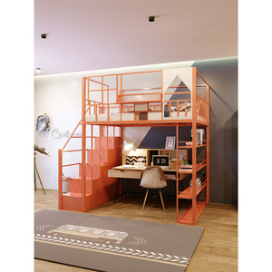 Litera de Acero Kaisenli con Escritorio Superior y Estantería Lateral, Ideal para Hostales Juveniles, Hoteles Comerciales y Cápsulas de Dormir - Product Image 3