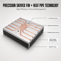 Dissipateur thermique en aluminium haute puissance à ailettes rainurées avec caloduc en cuivre intégré, dissipateur thermique personnalisé pour module de puissance EV à onduleur IGBT