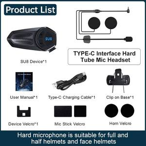 Auriculares para Casco de Motocicleta SU8, Resistentes al Agua, con Asistente de Voz con IA, Compatibles con Llamadas Manos Libres - Product Image 6