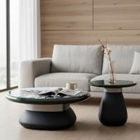 Table basse ronde en marbre vert avocat minimaliste italien, salon, petit espace, meubles de luxe de designer