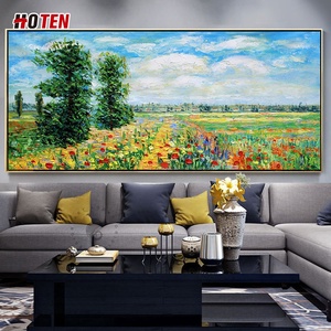 Peinture à l'huile épaisse inspirée de Monet, paysage maîtrisé, peinture impressionniste à la main, fleurs de printemps, toile décorative - Product Image 2