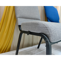 Sillas Apilables Tipo Cascada para Auditorio, Sillas Metálicas para Banquetes, Oración, Iglesia, Sillas de Teatro con Tela de Lino