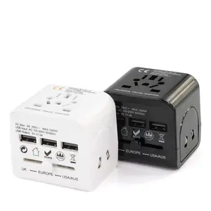 Wonplug Travel Gadgets 2024 Electronics Products Corporate Gifts Universal Travel Adapter 3USB Charging Port Accept Logo Print