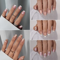 BTArtbox 30 pièces Faux Ongles Courts Ovales Personnalisés de Haute Qualité, Vente en Gros, Ongles en Gel Souple Faits Main, Couleur Unie, Kit d'Ongles à Presser