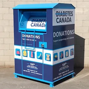 Public Street Steel Donation Collection Bins For Clothing Shoes Books Clothing Donation Drop Box