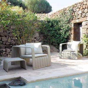 Ensemble de canapés en rotin d'extérieur en forme de L, structure en aluminium, résistant aux intempéries, mobilier de jardin pour villa et cour. - Product Image 1