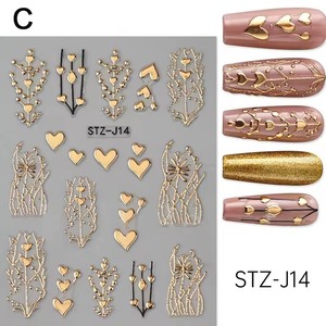 Pegatinas de Uñas con Corazón en 3D - Calcomanías Autoadhesivas para Uñas con Diseños Metálicos de Corazón para Decoración de Manicura en el Día de San Valentín - Product Image 5