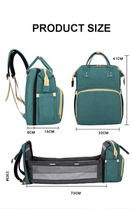 Outdoor reistas met opdruk, luiertas, verschoningsmat, draagbare wieg, luiiertas rugzak met opklapbaar bedje - Product Image 3