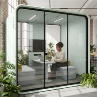 Cabine de bureau préfabriquée moderne pour 4 personnes, faible bruit, mobile, insonorisée, acoustique