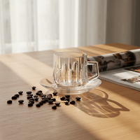 Set Cangkir Teh Kopi Kaca Mewah Berkualitas Tinggi, Grosir Laris, Dapat Disesuaikan