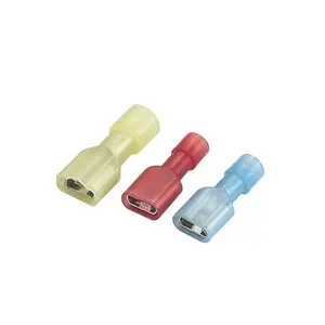 Boa qualidade Nylon vermelho azul amarelo FDFN1.25-250 Feminino Totalmente Isolado Conector Cabo Final Latão Lug Crimp butt terminal cobre