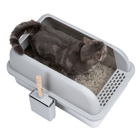 Litière pour chat en acier inoxydable personnalisable en gros avec couvercle en PP à haute absorption