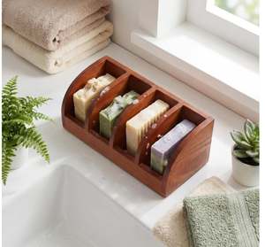 Jabonera <span class=keywords><strong>de</strong></span> Madera Personalizada <span class=keywords><strong>con</strong></span> Múltiples Ranuras para <span class=keywords><strong>Ducha</strong></span>, Jabonera Autodrenante <span class=keywords><strong>de</strong></span> 4 Compartimentos, Organizador <span class=keywords><strong>de</strong></span> Baño para Jabones en Barra - Product Image 2