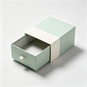 FX Recyclable Grey Kraft Drawer Jewelry <b>Box</b> Minimal Geometric Printed <b>Earring</b> Gift <b>Box</b> With Soft Felt Insert - Product Image 4