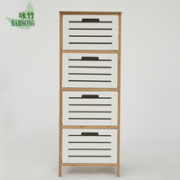 Commode moderne à 4 tiroirs en bambou, un élégant meuble de rangement pour la chambre à coucher et l'organisation du salon, en bois massif