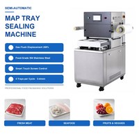 Machine d'emballage de produits de la mer semi-automatique, machine de scellage de barquettes en acier inoxydable de qualité alimentaire avec écran tactile