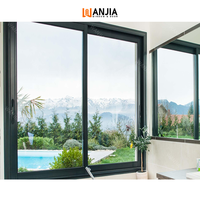 Fenêtre coulissante moderne WANJIA en alliage d'aluminium avec double vitrage isolant trempé, étanche et coupe-vent pour usage intérieur