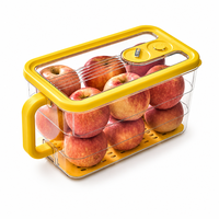 Grote koelkast organizer box met ingebouwde drukventiel, datumtimer, afdruipplank, voedselveilige PET, luchtdicht, transparant