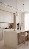 Set Kabinet Dapur Modular Bentuk L dari Baja Anti Karat Ramah Lingkungan dan Tahan Api dengan Desain Modern untuk Penggunaan di Villa dan Apartemen