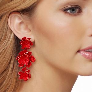 New Alloy Floral Flower Drop <b>Earrings</b> with Geometric Pattern Female Street Accessories in Cool INS Style Baked Paint Design - Product Image 1