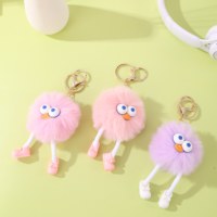 Porte-clés Pom-Pom Tactile Confortable en Peluche Douce, Forme d'Oiseau Mignon à Grands Yeux, Accessoire Portable Doux au Toucher