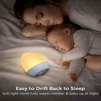 Veilleuse pour bébé avec chargeur stable, contrôle tactile et réglage de la minuterie, lampe en forme d'œuf pour bébé en ABS+PC pour l'allaitement et les enfants